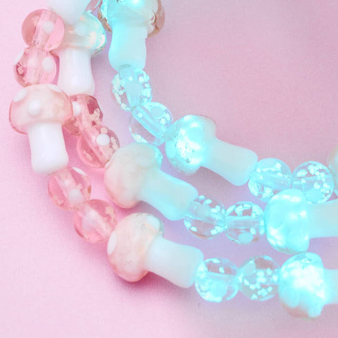Blush | .925 Sterling Silver | Deluxe Firefly Glass Mushroom Bracelet