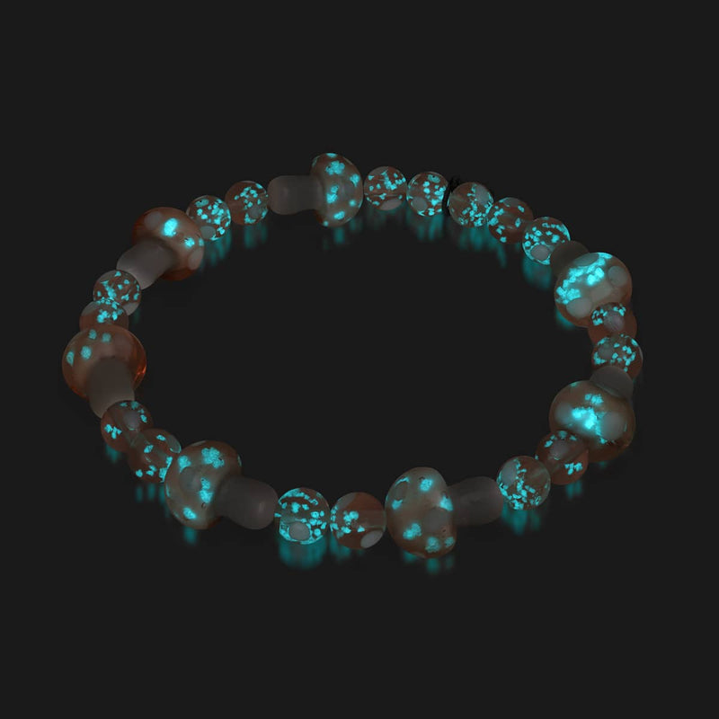 Blush | .925 Sterling Silver | Deluxe Firefly Glass Mushroom Bracelet