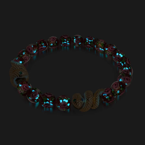 Golden Snake | Firework Glass Rose Bracelet