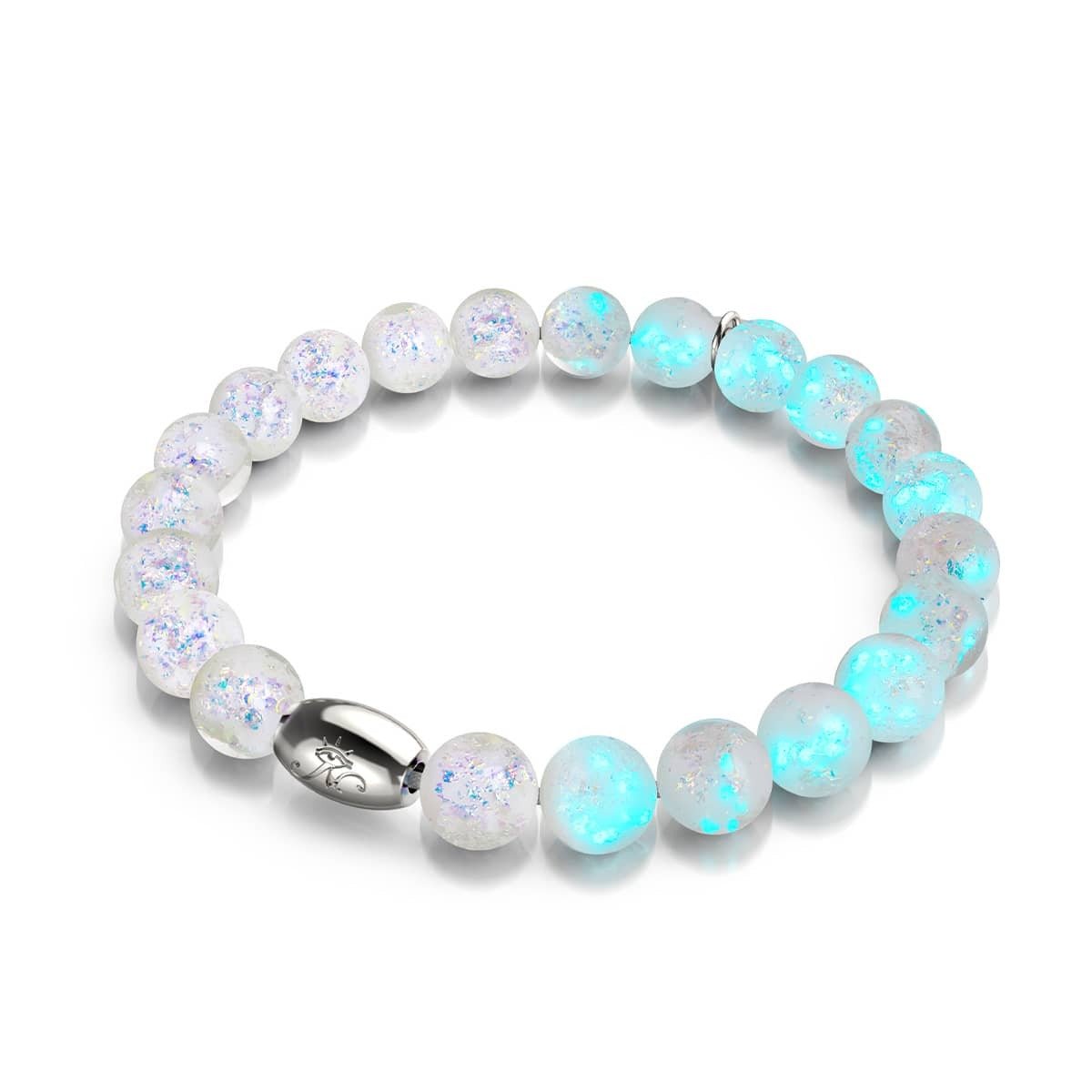 ブレスレット Ellipse Glass Bracelet #7925 Rainbow White | .925 Sterling Silver | Firework Glass