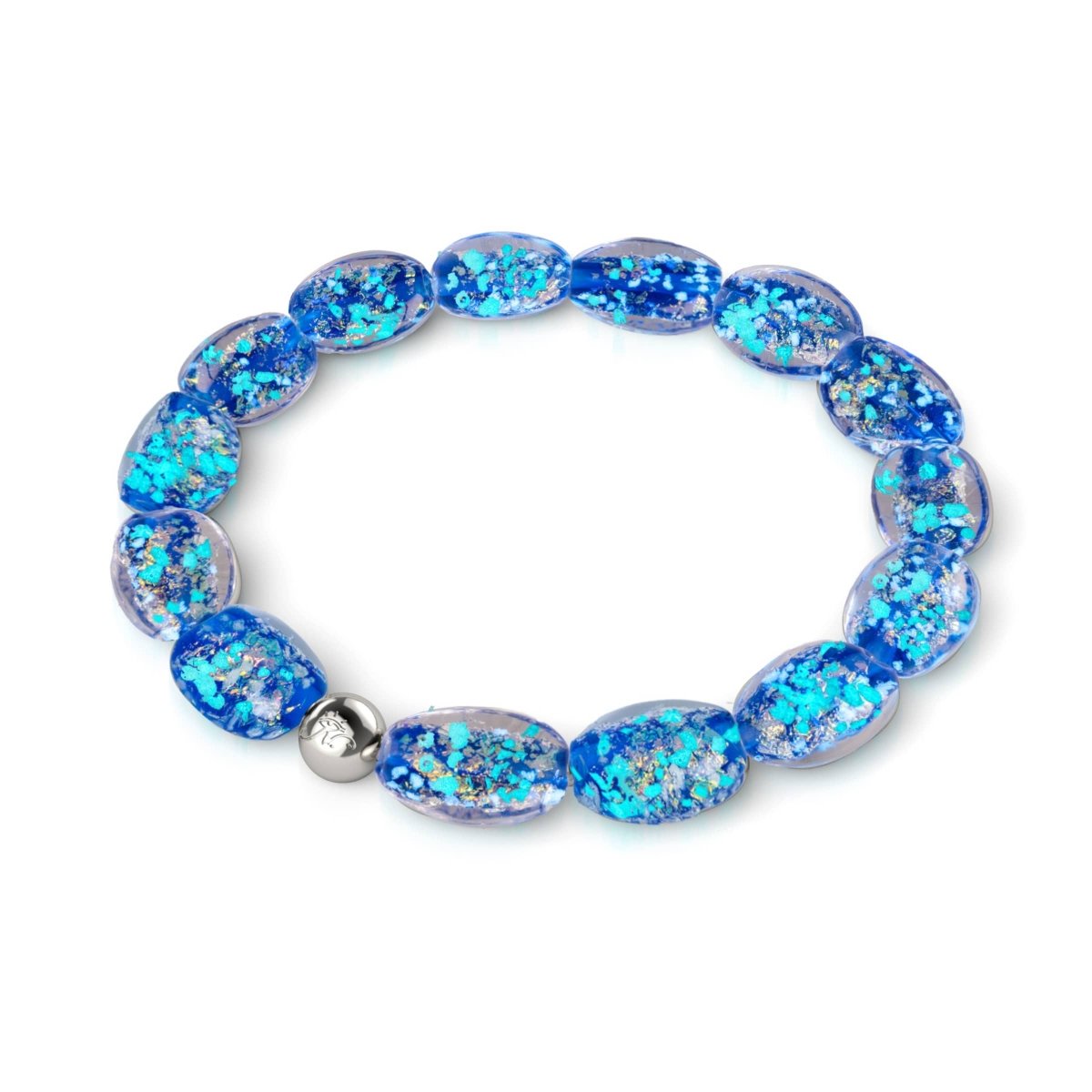 Sapphire Blaze | .925 Sterling Silver | Firework Glass Pebble Bracelet ...