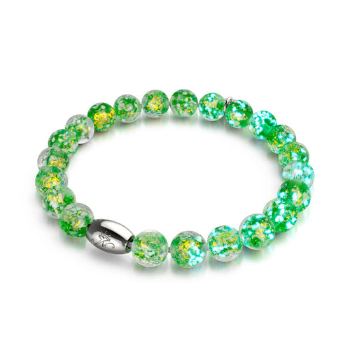 Verdant Burst | .925 Sterling Silver | Firework Glass Bracelet