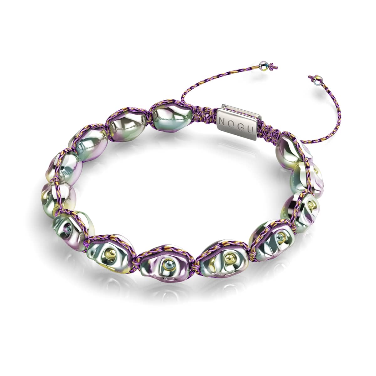 Elysian Waves | Iced Silver Skulls x Violet GloWeave | Macrame Bracele ...