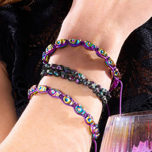 Rainbow Eclipse | Hematite Skull Wrap
