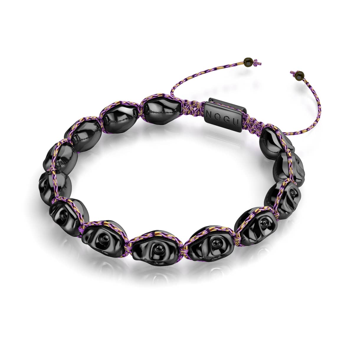 Witching Hour | Gunmetal Skulls x Violet GloWeave | Macrame Bracelet ...