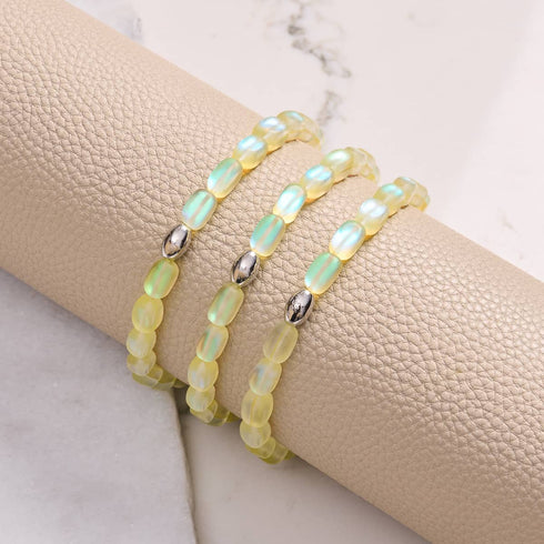 Canary | .925 Sterling Silver | Mermaid Glass Pebble Bracelet