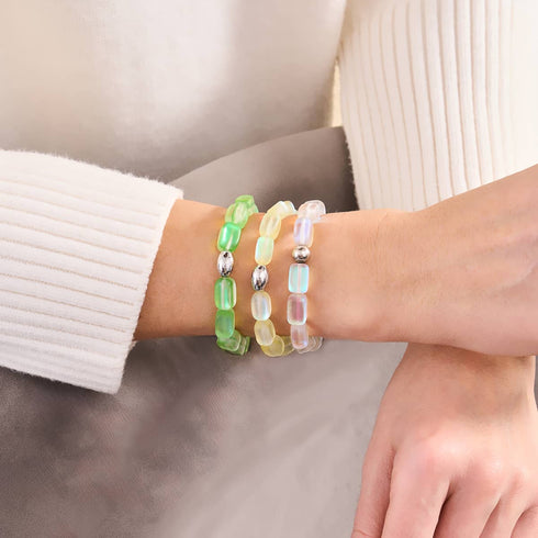 Emerald | .925 Sterling Silver | Mermaid Glass Pebble Bracelet