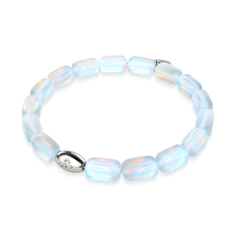 Rainbow White | .925 Sterling Silver | Mermaid Glass Pebble Bracelet