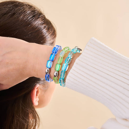 Sapphire | .925 Sterling Silver | Mermaid Glass Pebble Bracelet