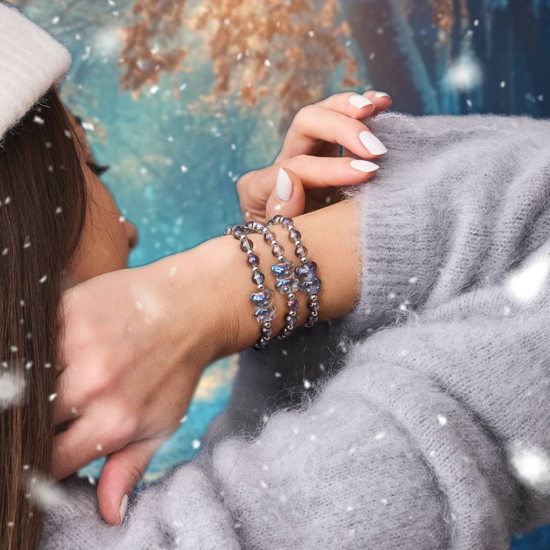 Unicorn Blue | Silver | Double Shimmer Bear Bracelet