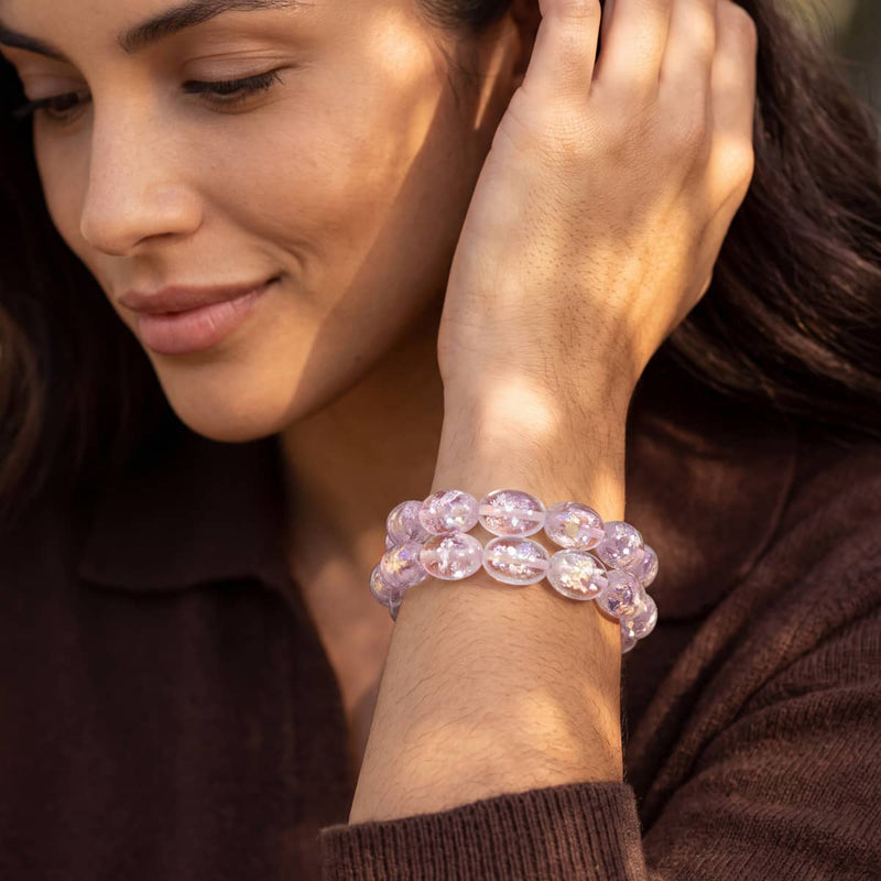 Pink Pony Club | .925 Sterling Silver | Firework Glass Pebble Bracelet