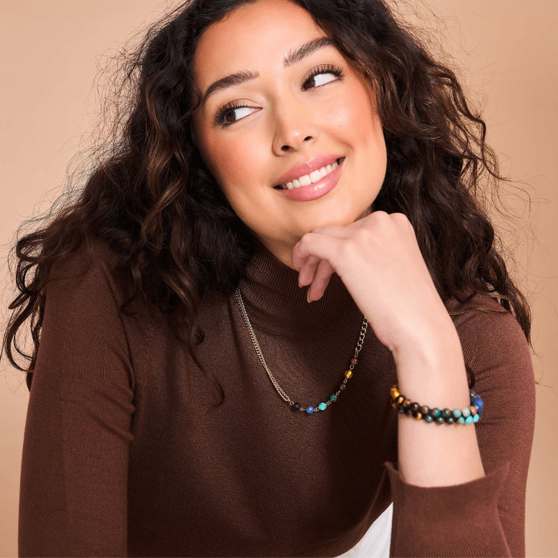 Rainbow Chakra | 7 Gemstone Chain Necklace | Gold