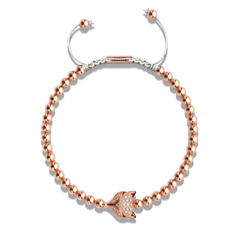Crystal Fox | 18k Rose Gold | White | Macrame Charmballa Bracelet