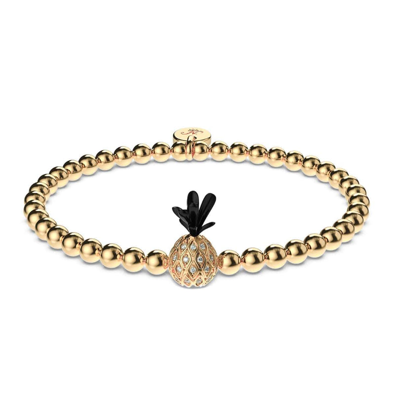 Pi√±a Colada | Gunmetal & 18k Gold | Crystal Pineapple Bracelet