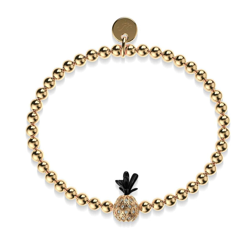 Pi√±a Colada | Gunmetal & 18k Gold | Crystal Pineapple Bracelet