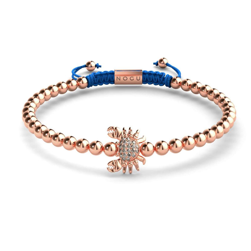 Crystal Sea Crab | 18k Rose Gold | Blue | Macrame Charmballa Bracelet