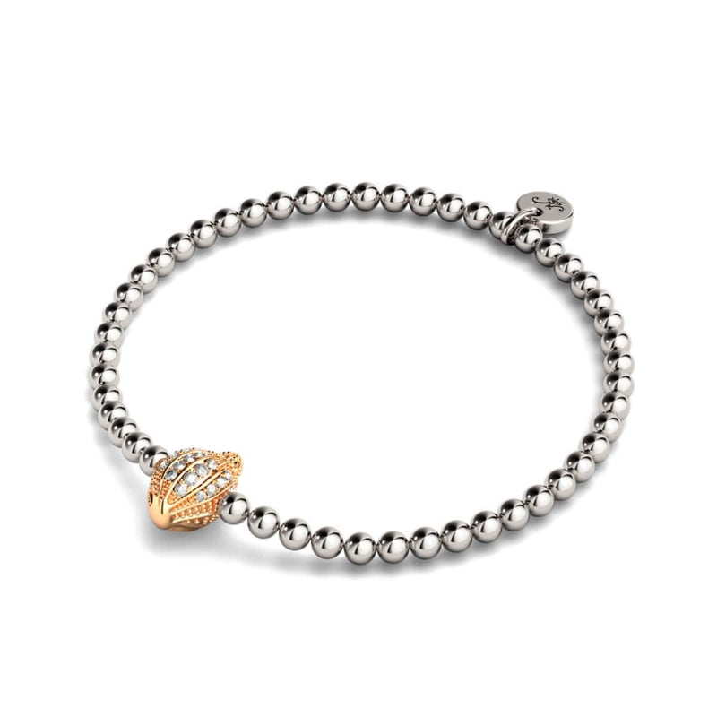 Isla | 18k Rose Gold & Silver | Crystal Conch Shell Charm Bracelet