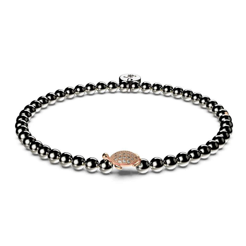 Tortuga | Gunmetal & 18k Rose Gold | Crystal Sea Turtle Bracelet