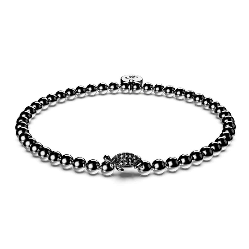 Tortuga | Onyx Steel | Crystal Sea Turtle Bracelet