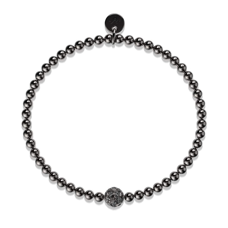 Goal | Gunmetal | Crystal Soccer Ball Charm Bracelet