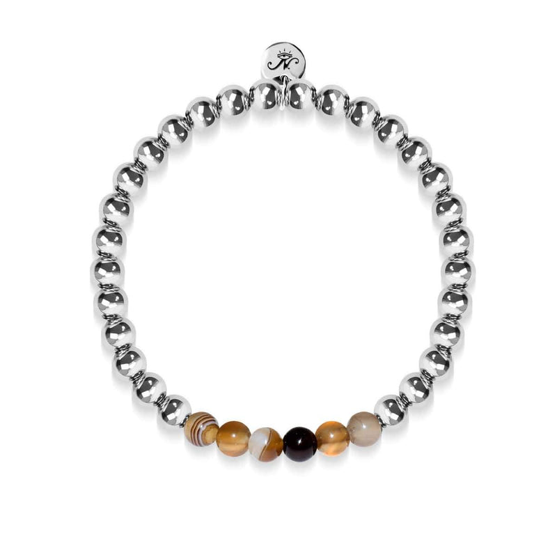 Satisfaction | Silver | Grey Line Agate | Gemstone Expression Bracelet