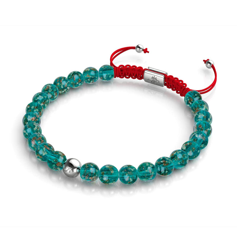 Mini Teal Firefly Glass x Red String Bracelet