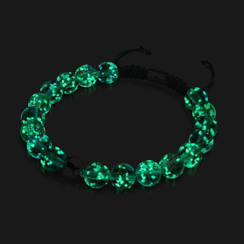 Teal | Silver | Firefly Glass Macrame Bracelet