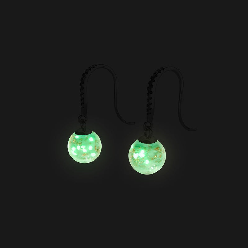 Kiwi | .925 Sterling Silver | Firefly Glass Huggie Earrings