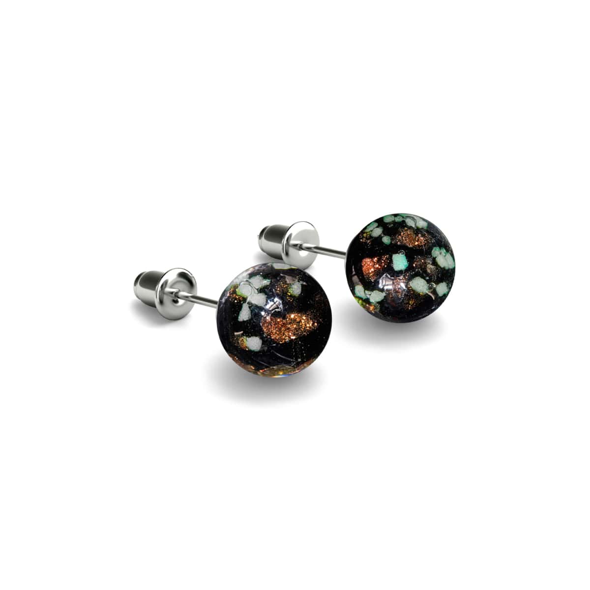 Obsidian | .925 Sterling Silver | Firefly Glass Stud Earrings – NOGU.studio