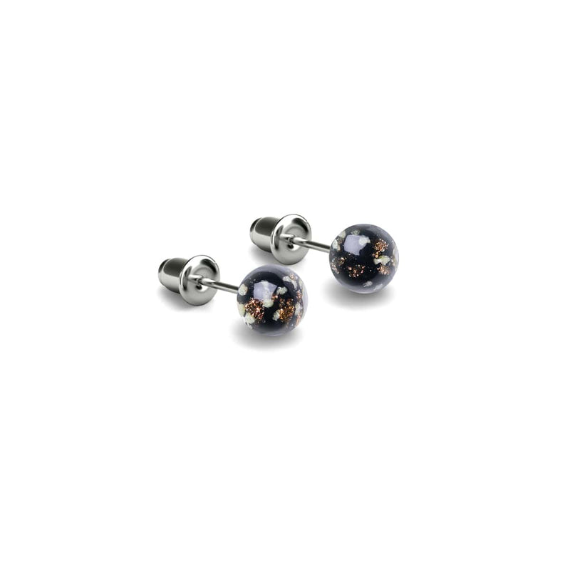 Obsidian | .925 Sterling Silver | Mini Firefly Glass Stud Earrings