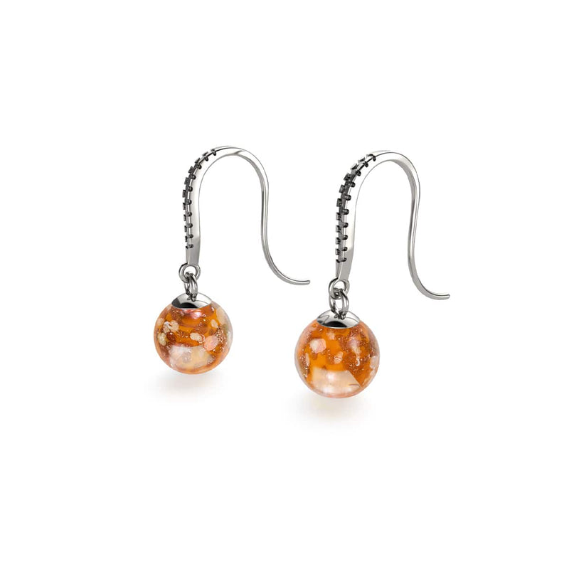 Tangerine | .925 Sterling Silver | Firefly Glass Huggie Earrings