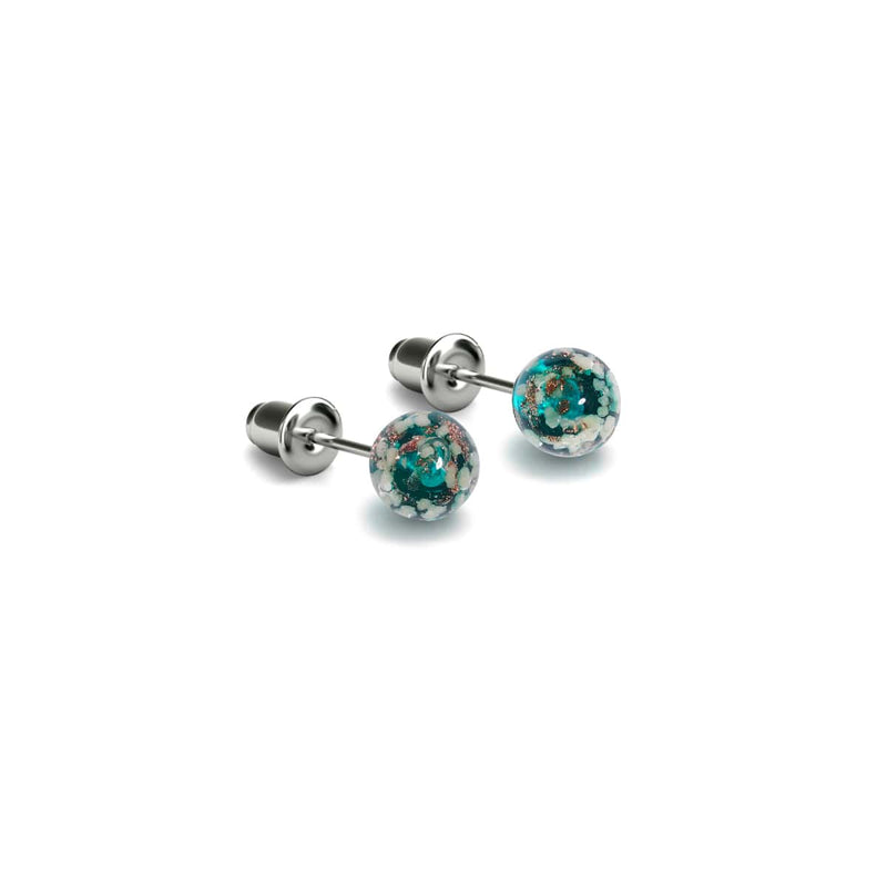Teal | .925 Sterling Silver | Mini Firefly Glass Stud Earrings