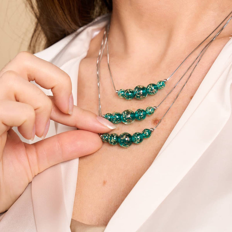Teal | .925 Sterling Silver | Firefly Glass Infinity Clasp Necklace