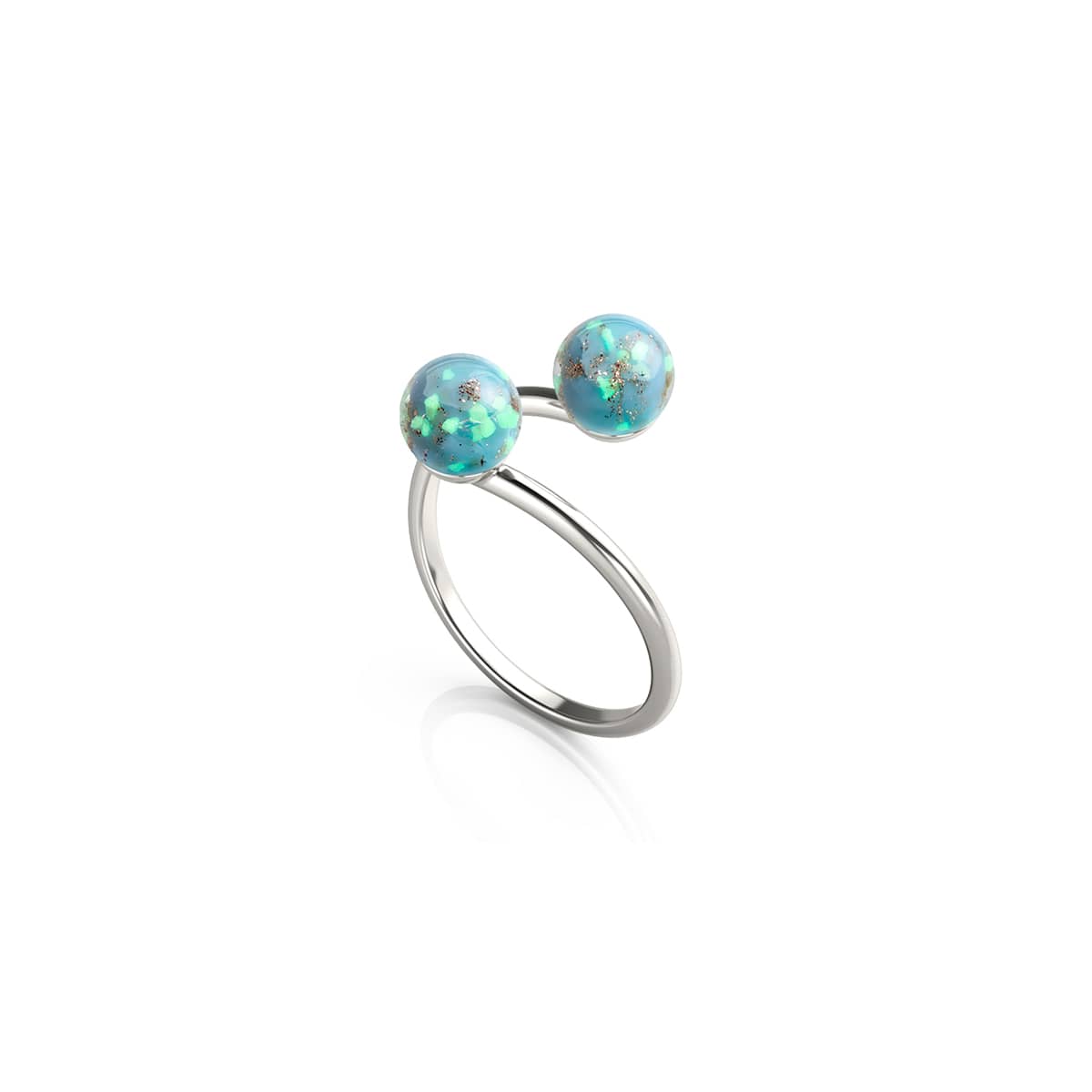 Firefly Rings Mecanic Cerulean | .925 Sterling Silver | Firefly Glass | Infinity Helix Ring ...