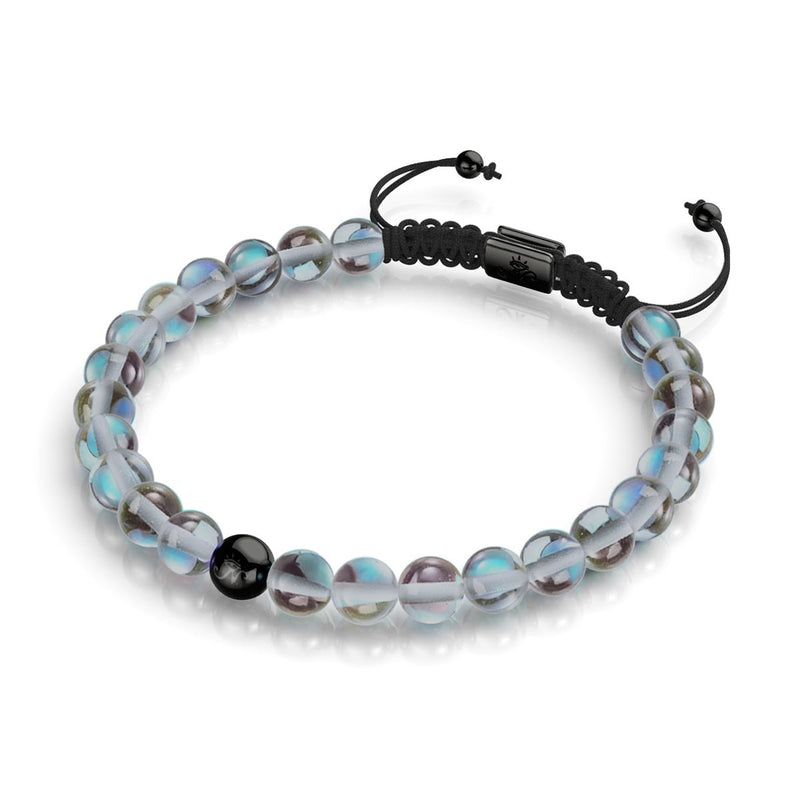 Milky Way | Gunmetal | Galaxy Glass Macrame Bead Bracelet