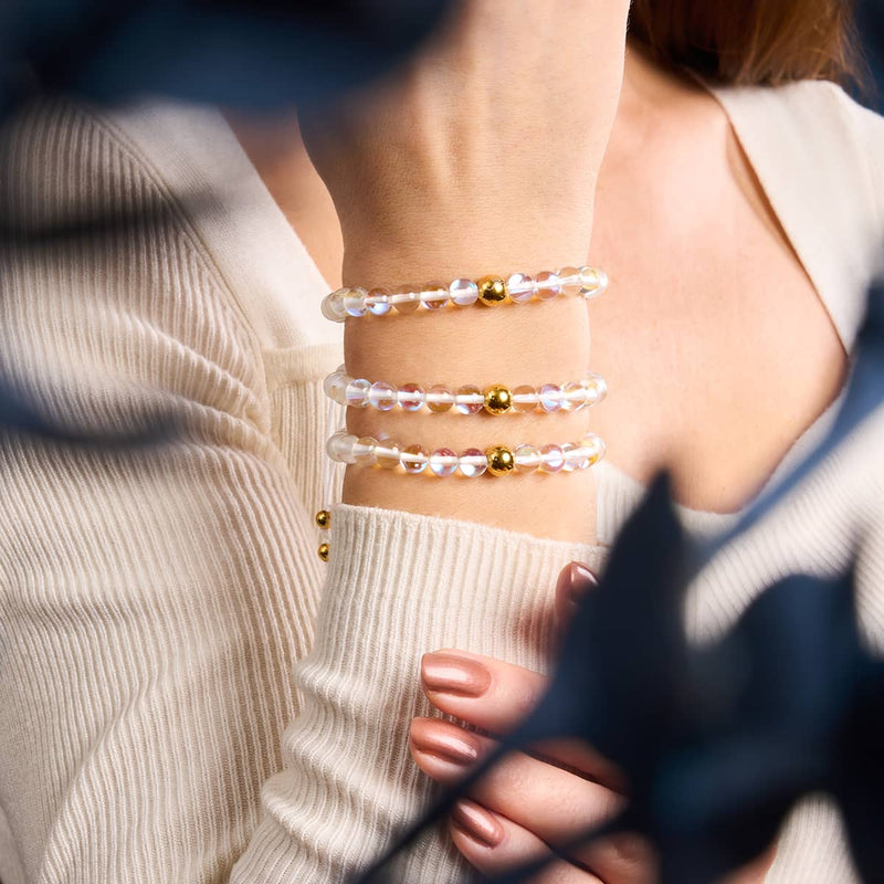 Rainbow Supernova | Gold | Galaxy Glass Macrame Bead Bracelet
