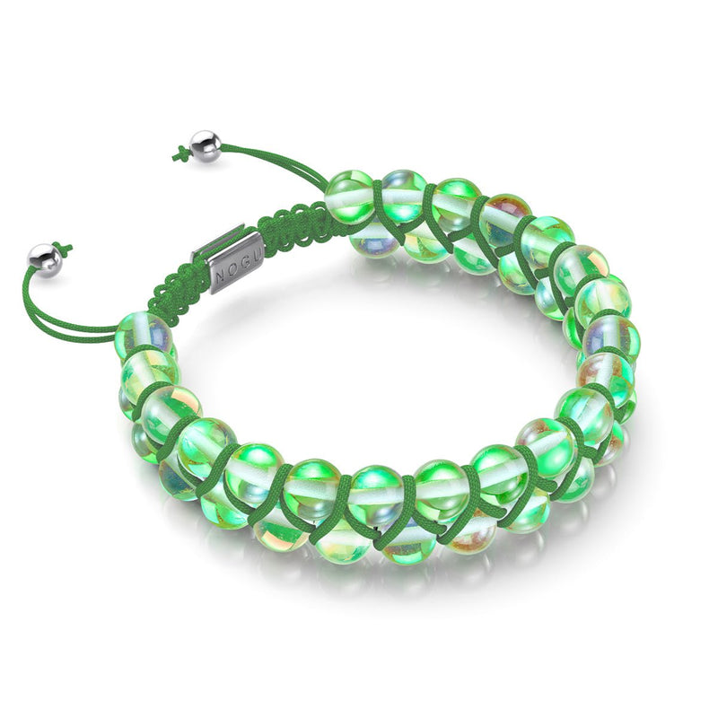 Verdant Moon | Silver | Double Galaxy Glass Bracelet