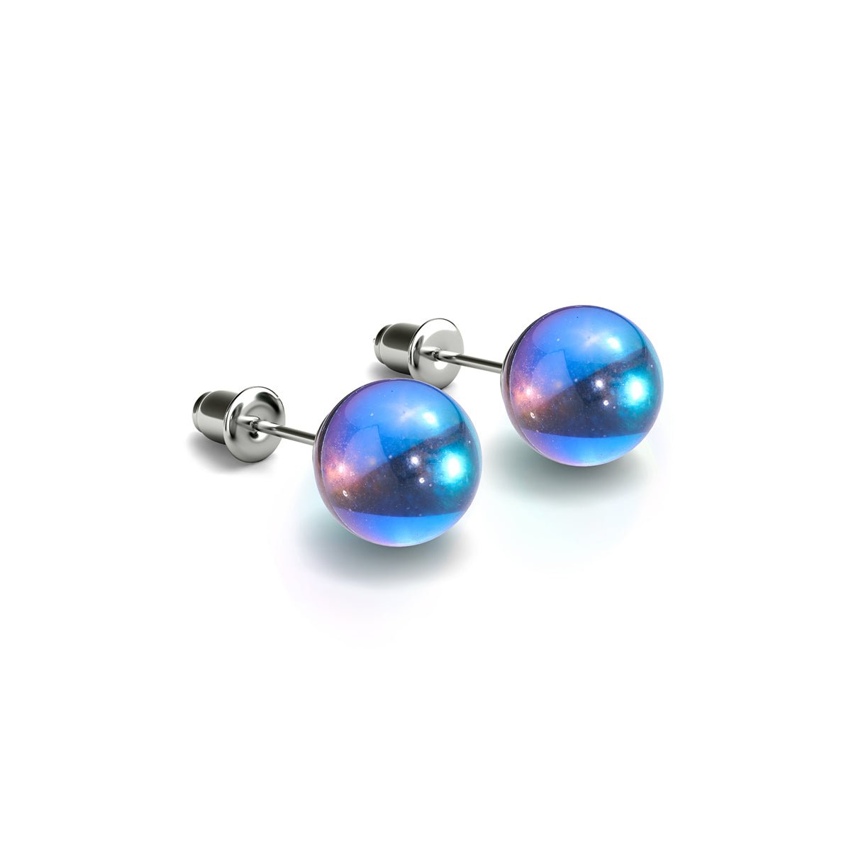 Rainbow White | .925 Sterling Silver | Mermaid Glass Stud