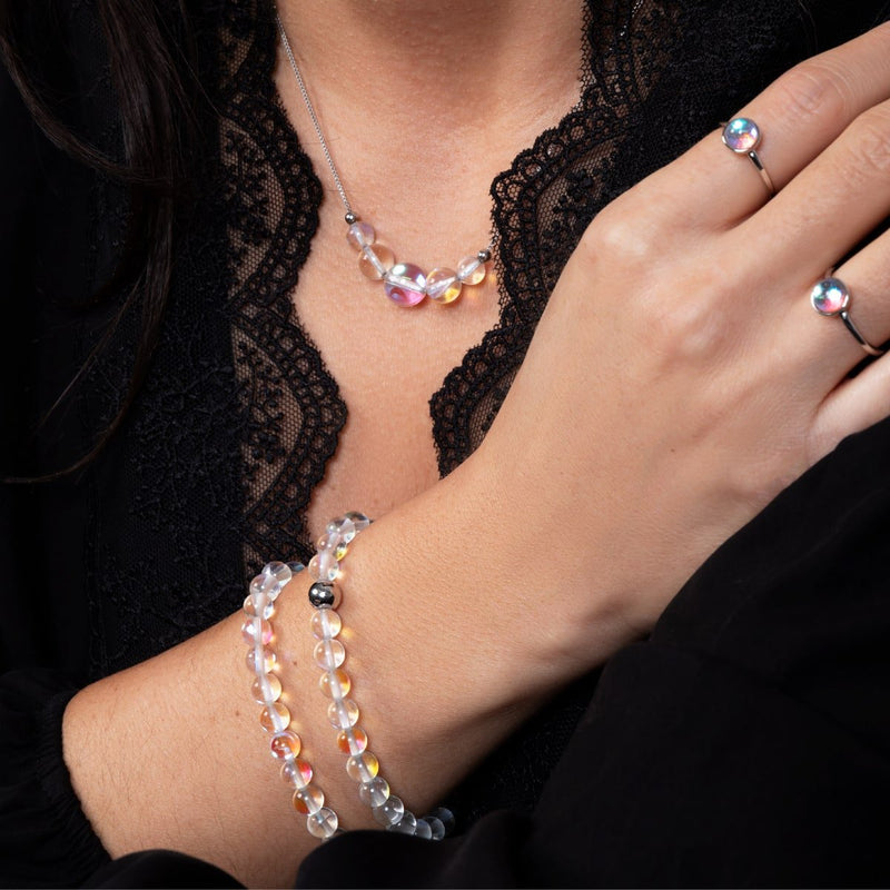 Rainbow Supernova | .925 Sterling Silver | Galaxy Glass Infinity Clasp Necklace