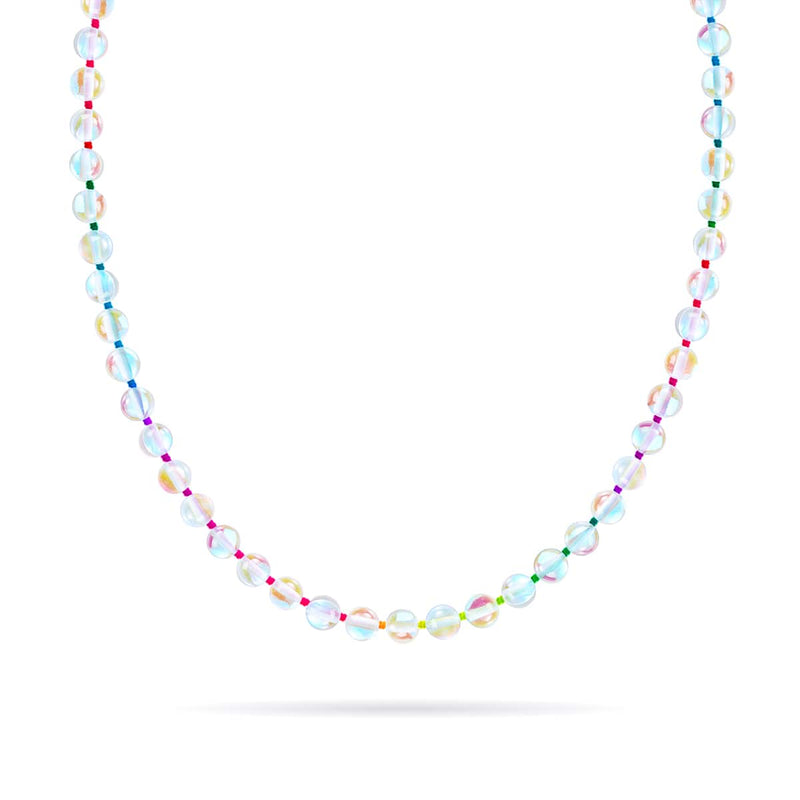 Rainbow Supernova | Silver | Galaxy Glass Knotted Necklace