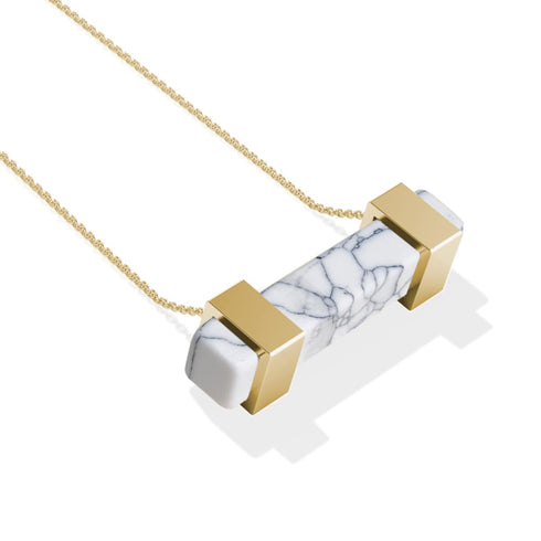 Howlite | Gold | Gemstone Bar Necklace