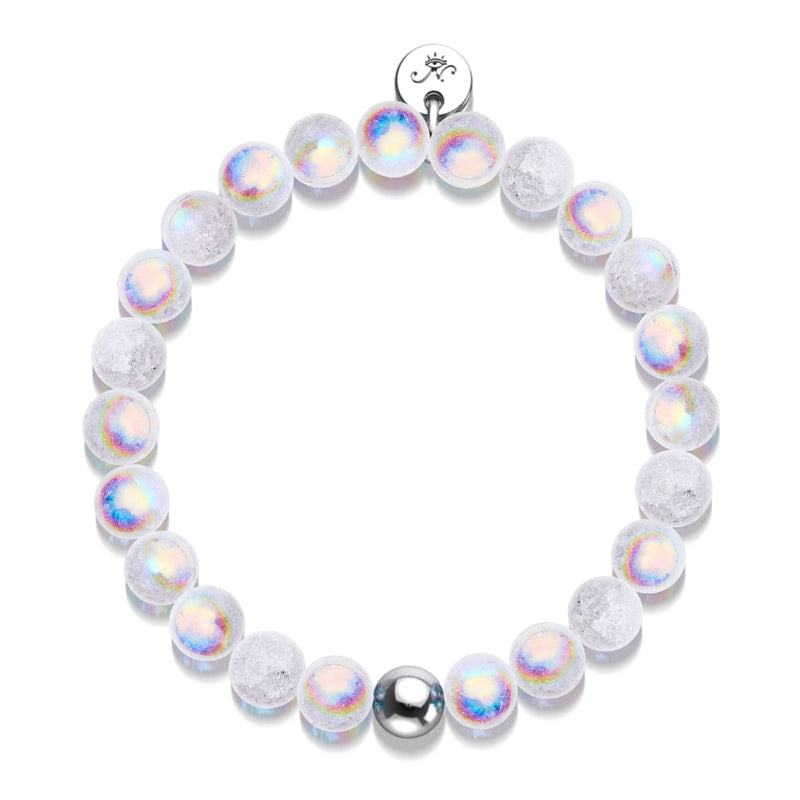 Marshmallow Chrome x White Glitter Glass Bracelet
