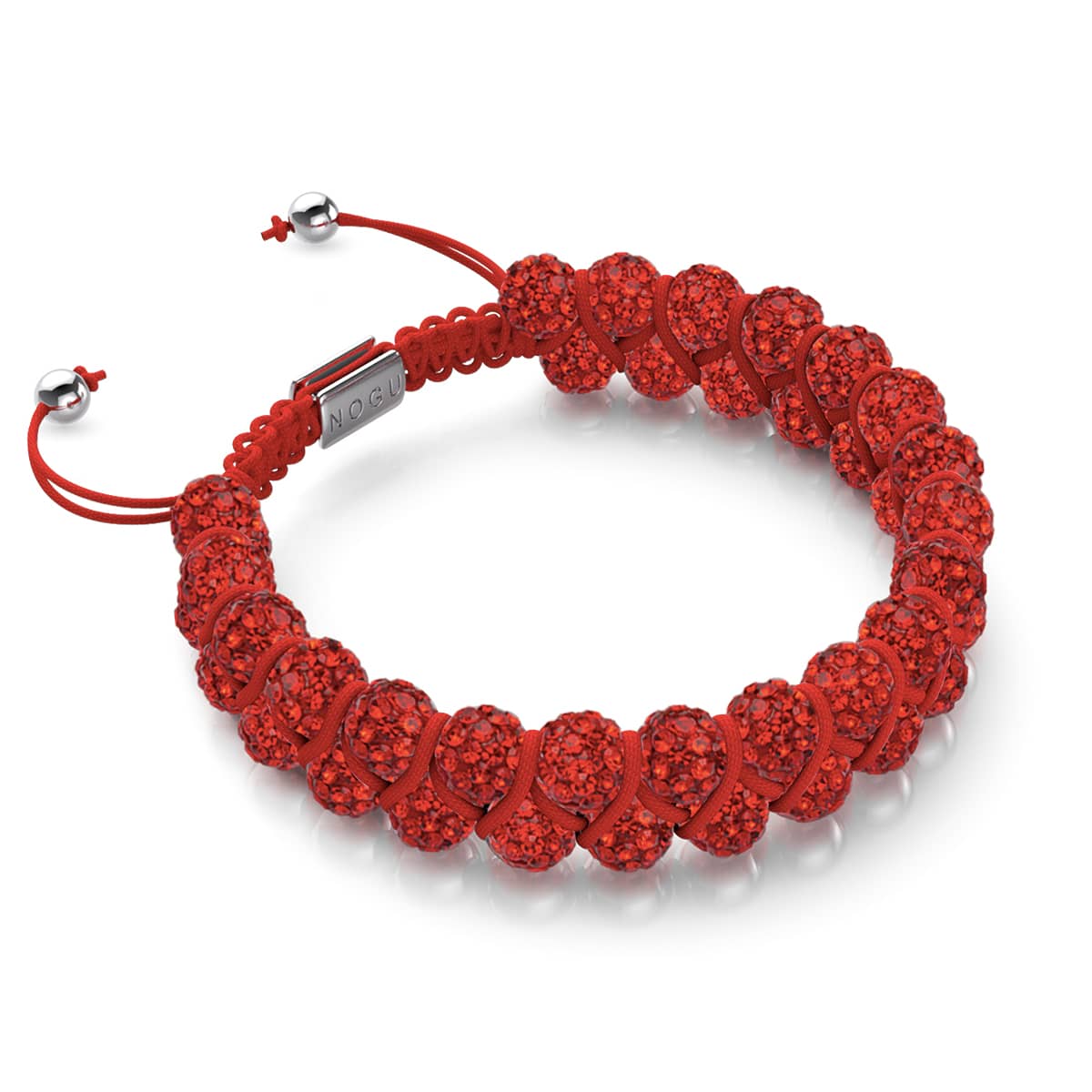 Red Flower Ball Beaded Macrame Bracelet Swarovski 9.75ct #K420 | AJWatches