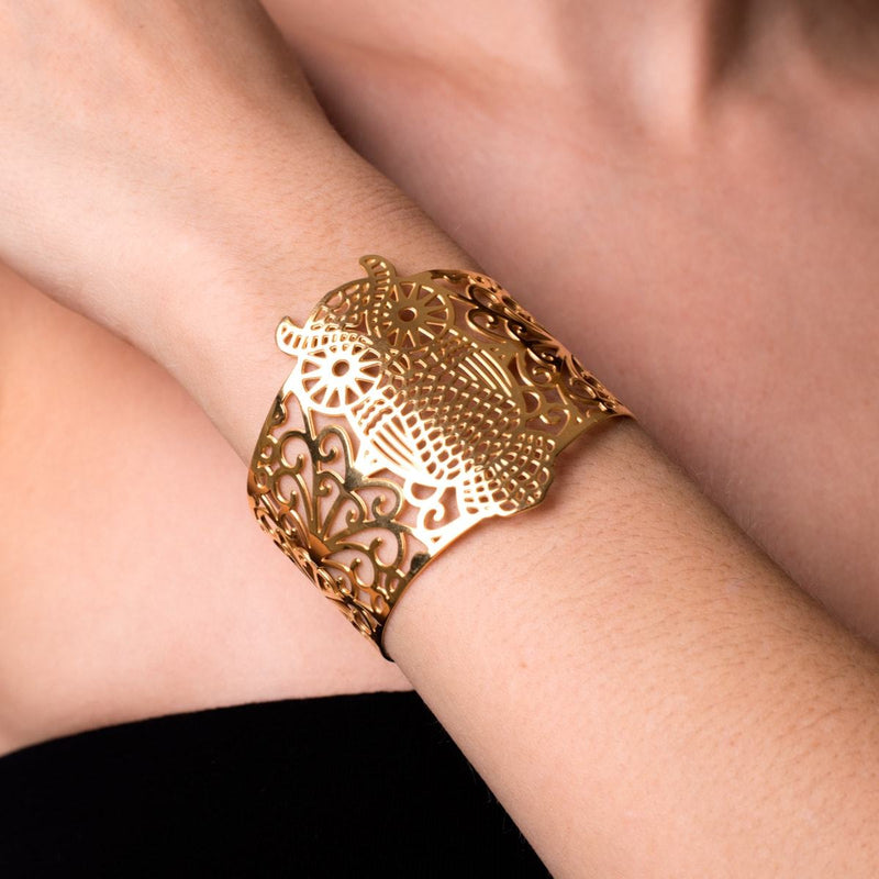 Owl | 18k Gold | Laser Cut Cuff