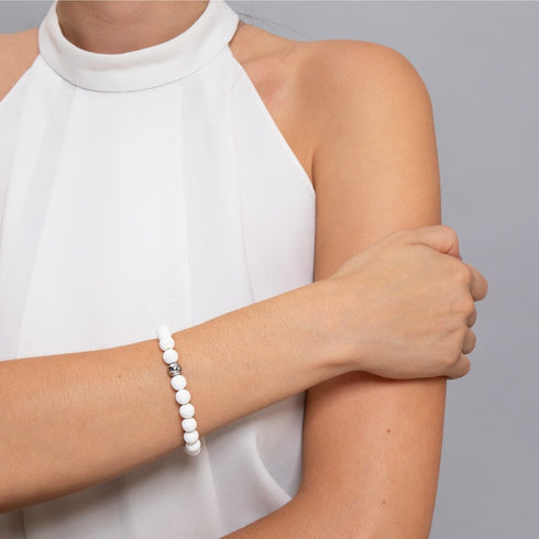 Fuji | Silver | White Lava Rock Diffuser Bracelet