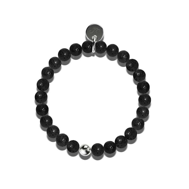 Vulcan | Black Lava Rock Diffuser | Silver | Expression Bracelet