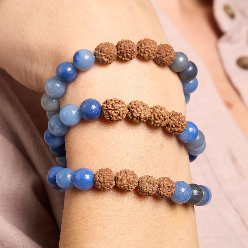 Elemental Energy | Blue Aventurine x Rudraksha |  Mala Bracelet