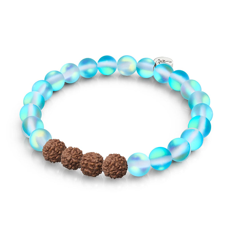 Karmic Glow | Mermaid Glass x Rudraksha |  Mala Bracelet