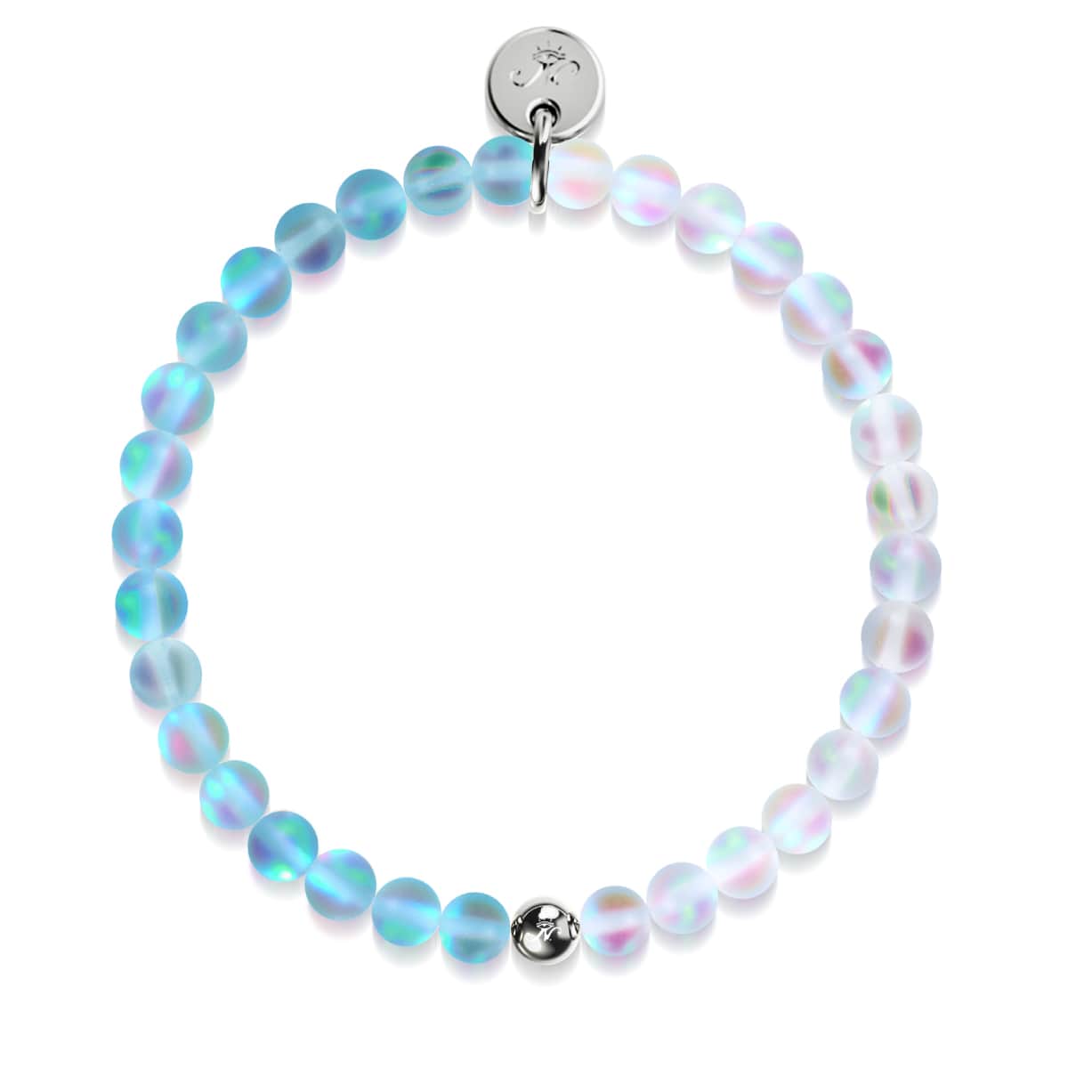 Aquamarine & White | .925 Sterling Silver | Mermaid Glass Bead Bracele ...