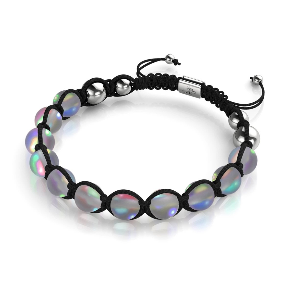 Black Grey Silver Mermaid Glass Charmballa Bracelet NOGU.studio
